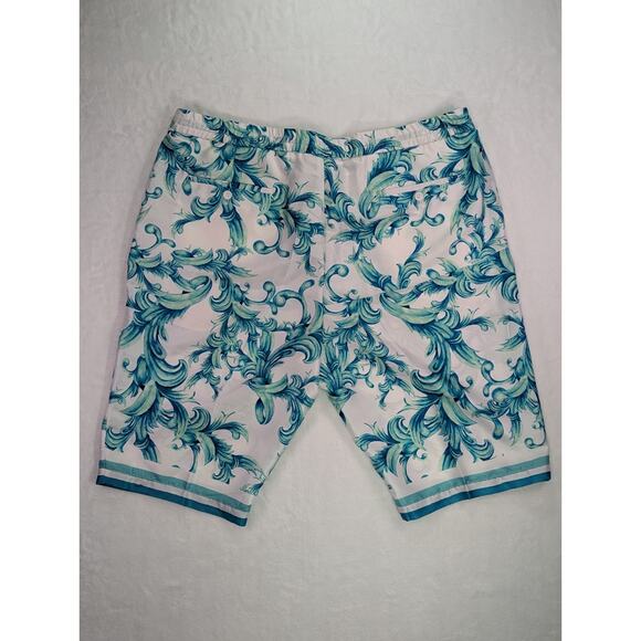 Cigar Couture 44W 13.5L Blue/Teal Baroque Elastic Waist Drawstring Shorts - Picture 9 of 12